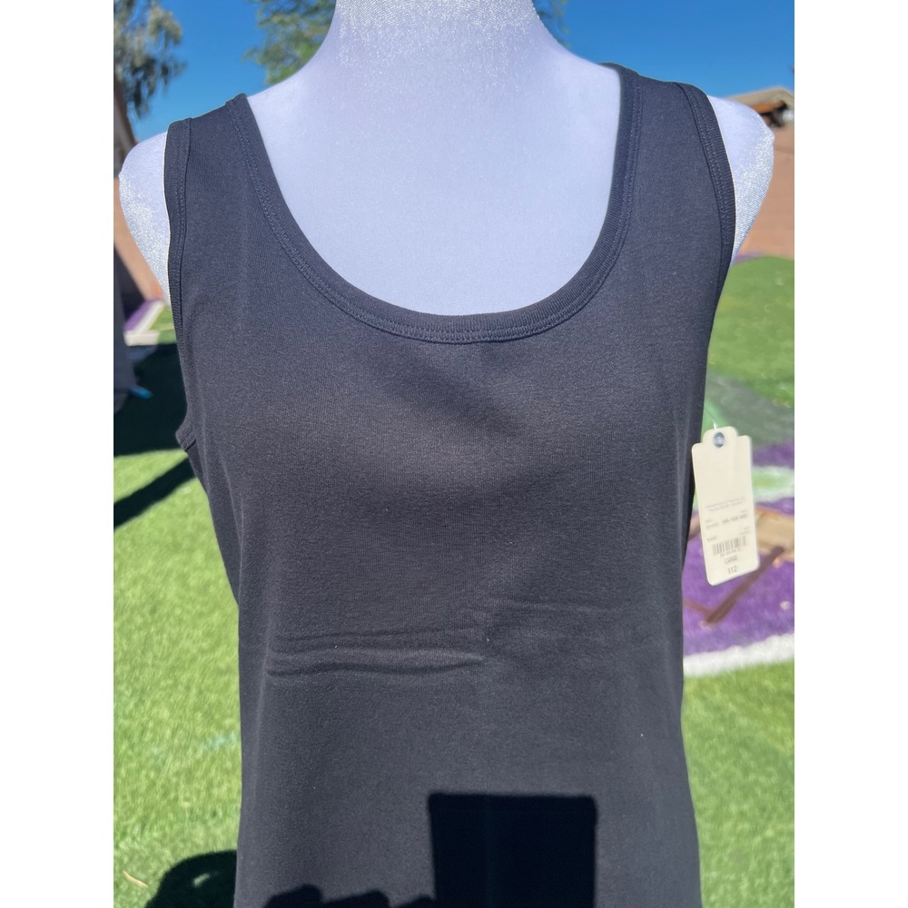 St. Johns Bay Womens Black Cotton Scoop Neck Tank Top Large NWT